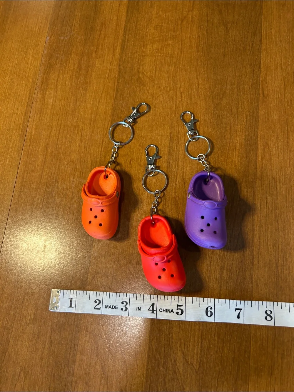 Mini Clog Keychain Set - Orange, Red, Purple